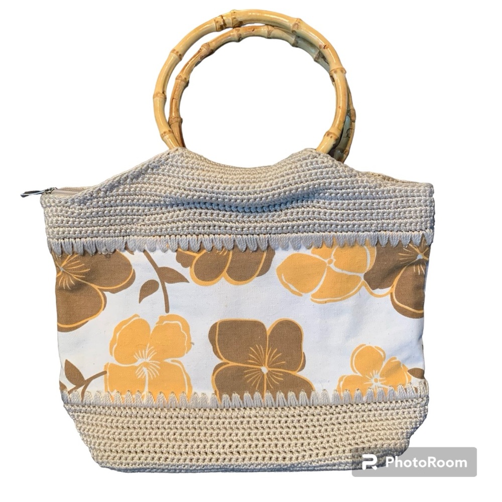 Bamboo handle crochet PURSE